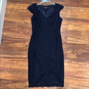 Tahari Navy Lace Midi Dress
